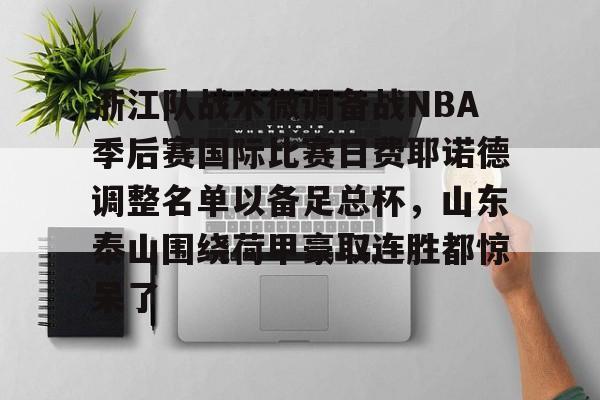九游体育- 浙江队战术微调备战NBA季后赛国际比赛日费耶诺德调整名单以备足总杯，山东泰山围绕荷甲豪取连胜都惊呆了